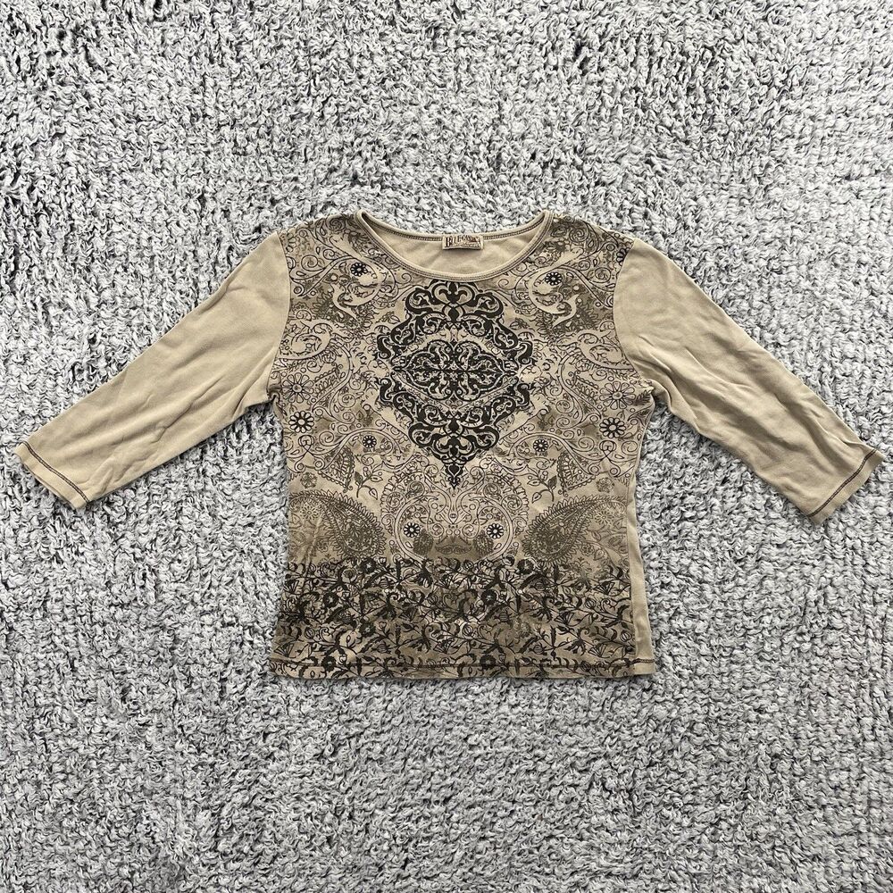 Y2K Long Sleeve Thermal Shirt Womens Large Angel Wings Mall Goth Tattoo Grunge